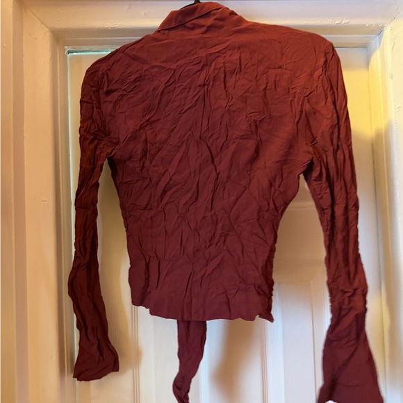 Silence + Noise Maroon Tie-Front Blouse - Picture 3 of 4